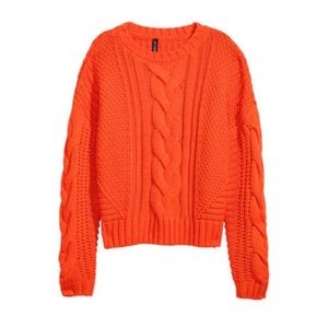 Red/ Orange H&M Cable Knit Sweater
